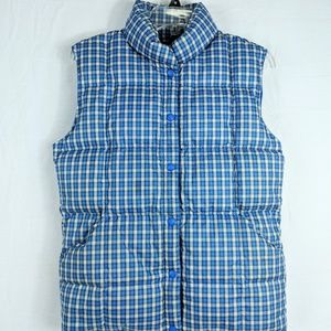 Women's Lands End Puffer Down Vest Plaid Large